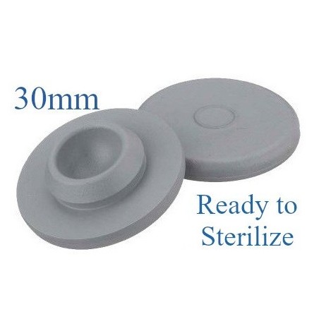 Ready to Sterilize Vial Stoppers, 30mm Bromobutyl, Bag of 1,000