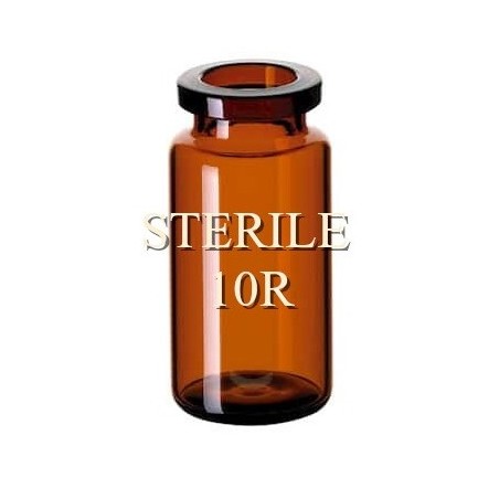 ISO 10R 10ml Amber Open Sterile Vial, Nested Tray of 96