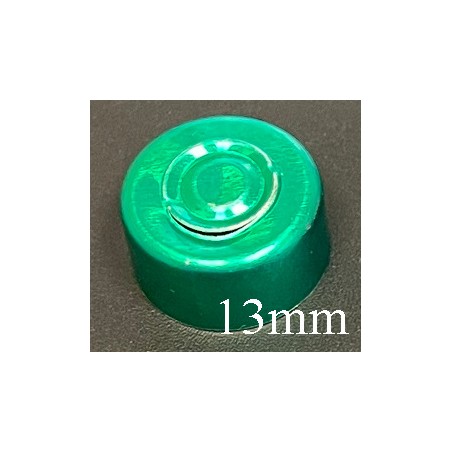 13mm Center Tear Vial Seals, Green, Bag of 1000