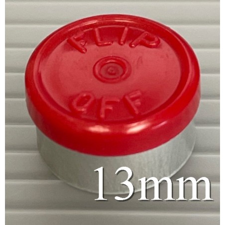 13mm Flip Off Vial Seals, Red, Bag of 1000