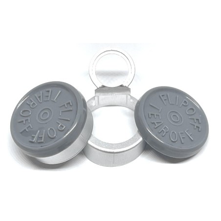 20mm Flip Off-Tear Off Vial Seals, Dark Gray, Pack of 100