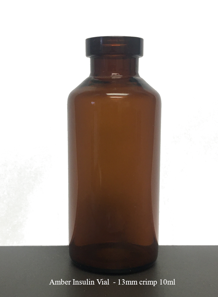 10ml amber vial with an unusual 13mm crimp